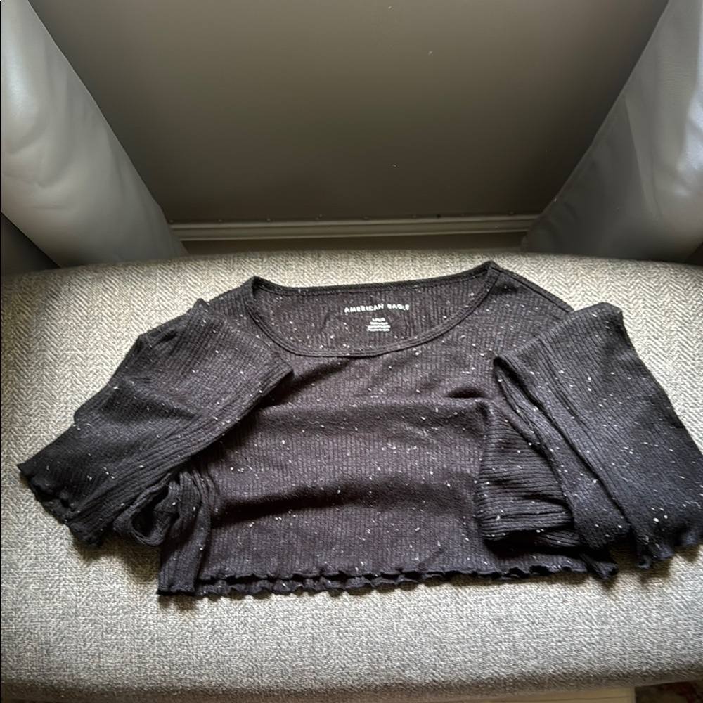 American Eagle Black Speckled Knit Top
